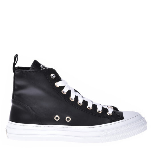 Sneakers montantes en cuir noir