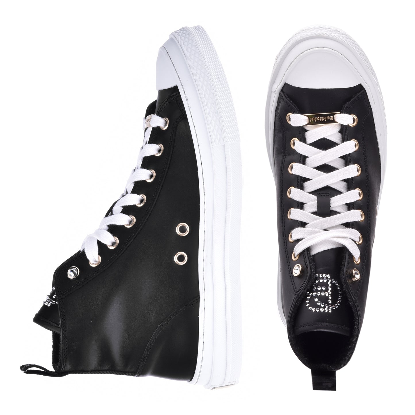 Sneakers montantes en cuir noir