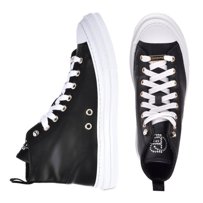 Sneakers montantes en cuir noir