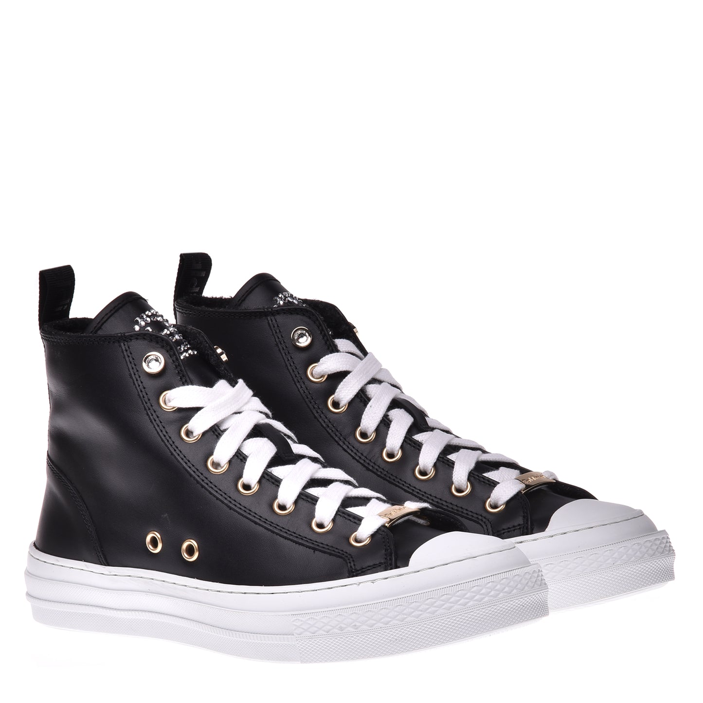 Sneakers montantes en cuir noir