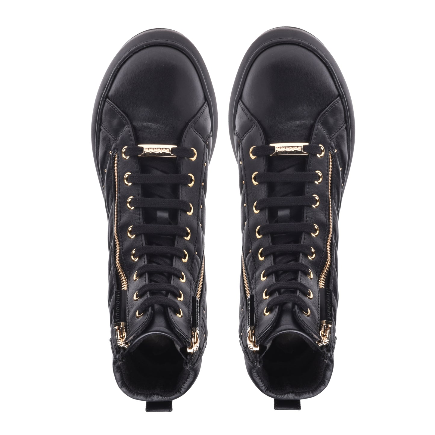 Sneakers montantes en nappa matelassé noir