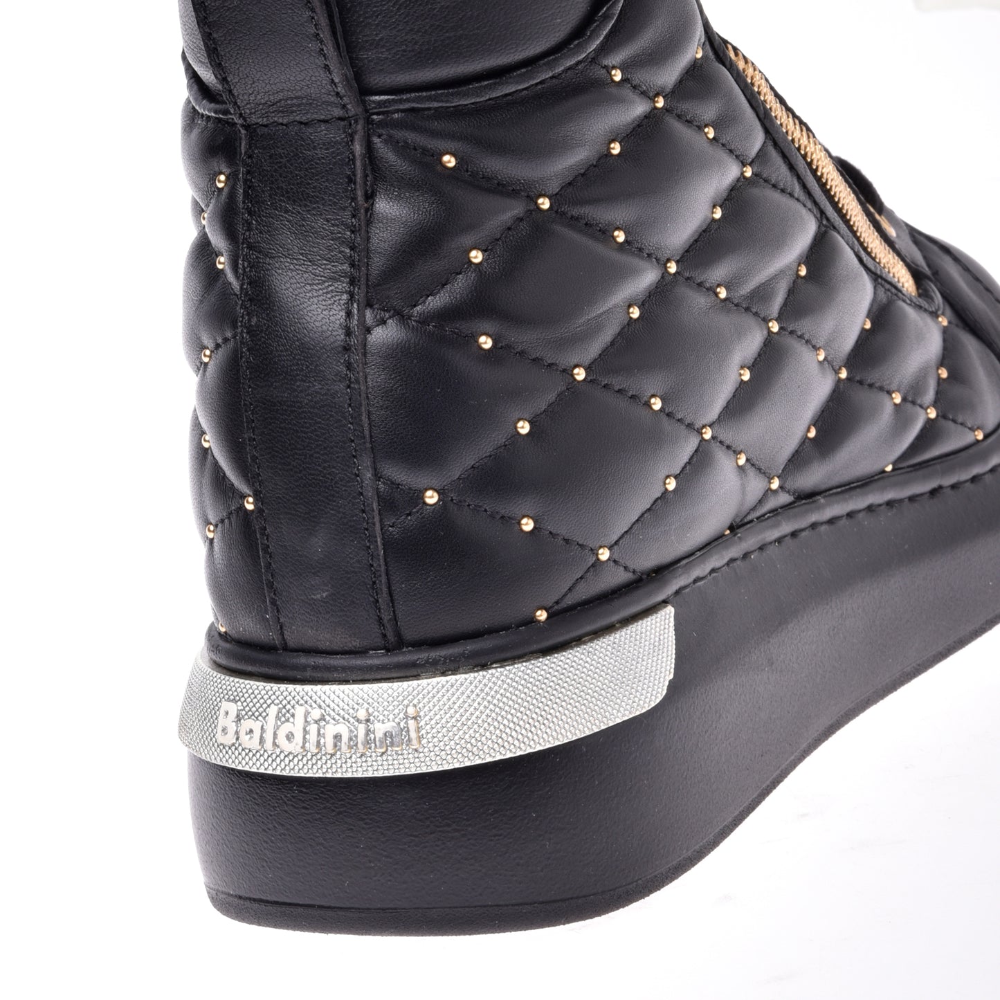 Sneakers montantes en nappa matelassé noir