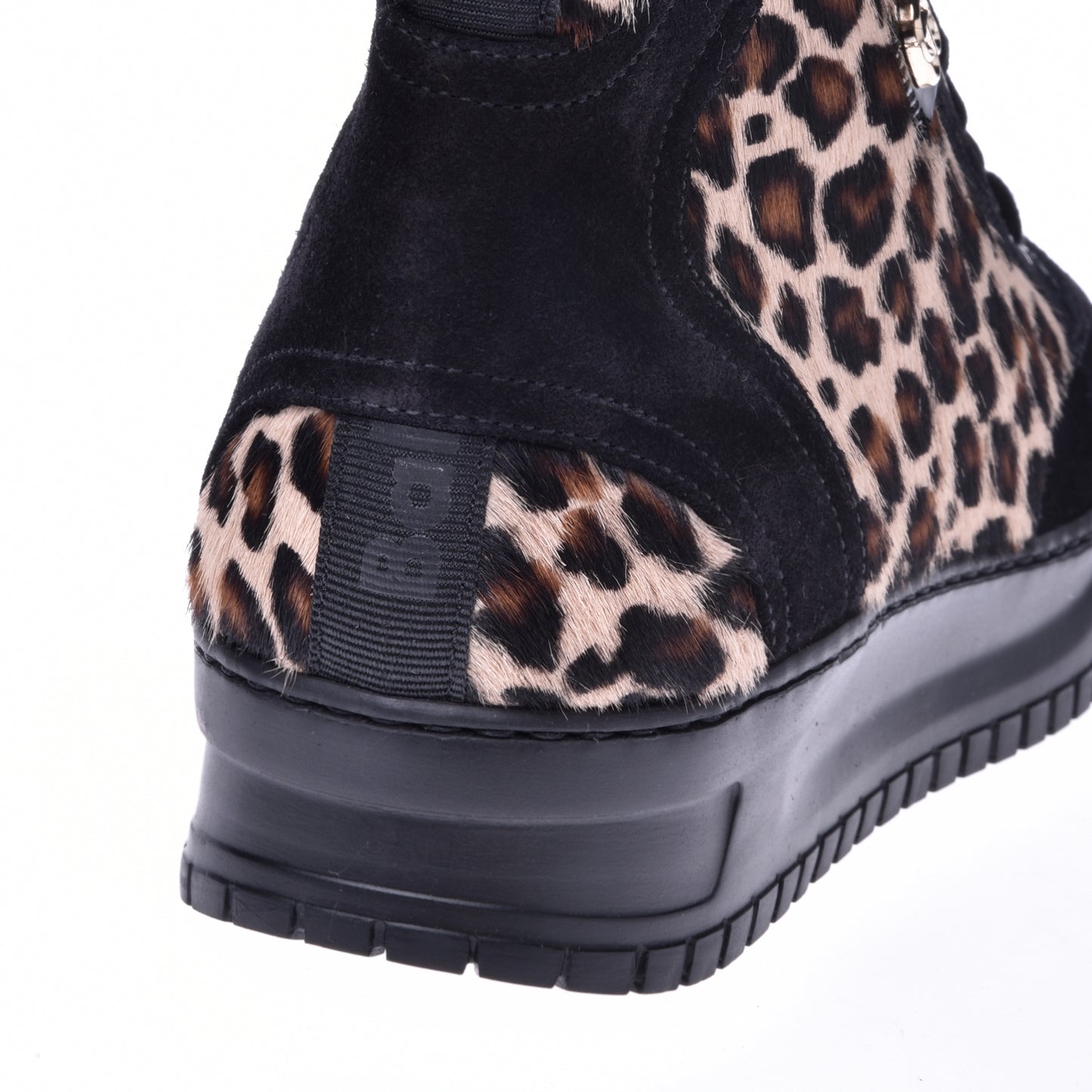 Sneakers montantes en croûte de cuir et peau de cheval