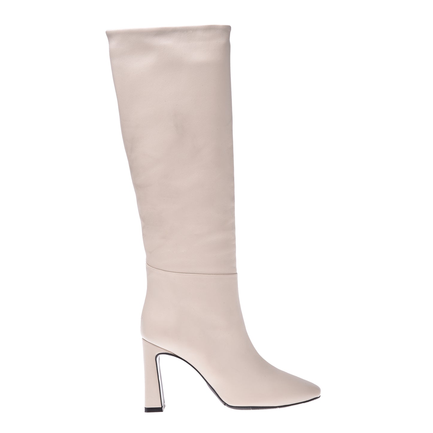 Botte « tube » en cuir nappa ivoire