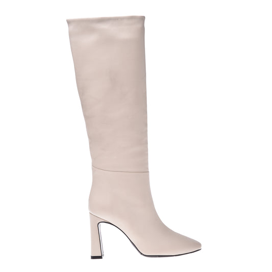 Botte « tube » en cuir nappa ivoire