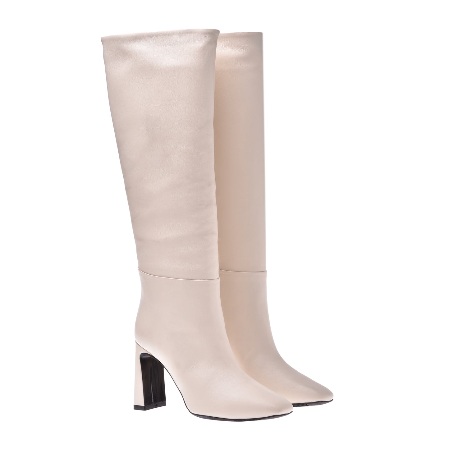 Botte « tube » en cuir nappa ivoire