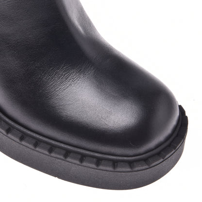 Botte « tube » en cuir de veau noir