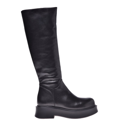 Black leather ankle boot