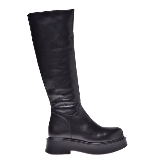 Black leather ankle boot
