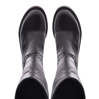 Black leather ankle boot
