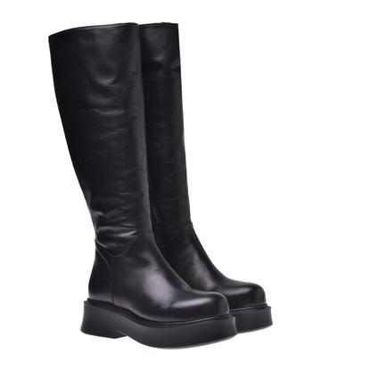 Black leather ankle boot