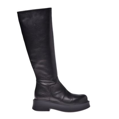 Black leather ankle boot