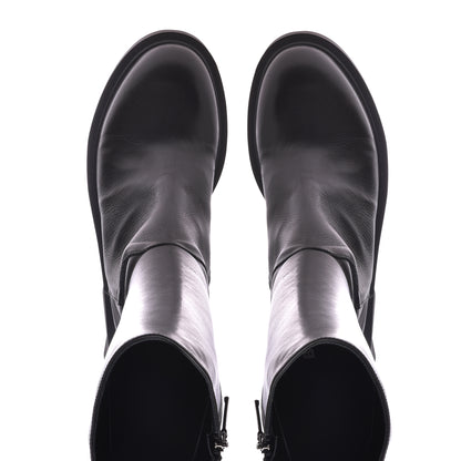Black leather ankle boot