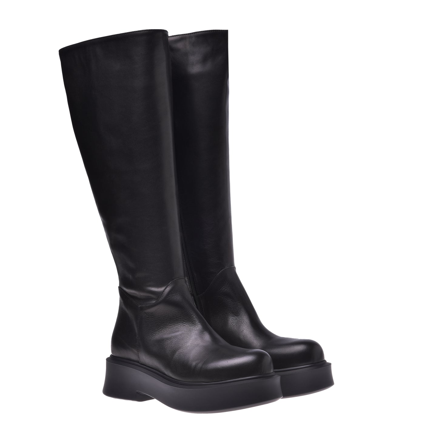 Black leather ankle boot