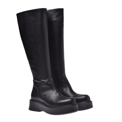 Black leather ankle boot