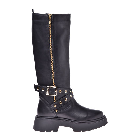 Bottes en cuir de veau noir