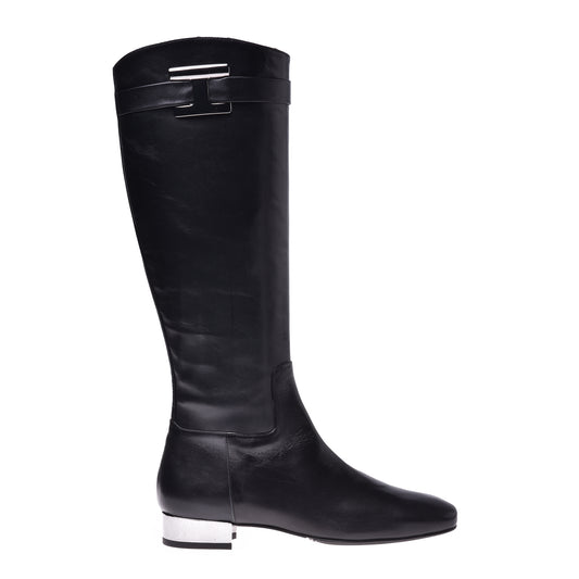 Botte en cuir de veau noir