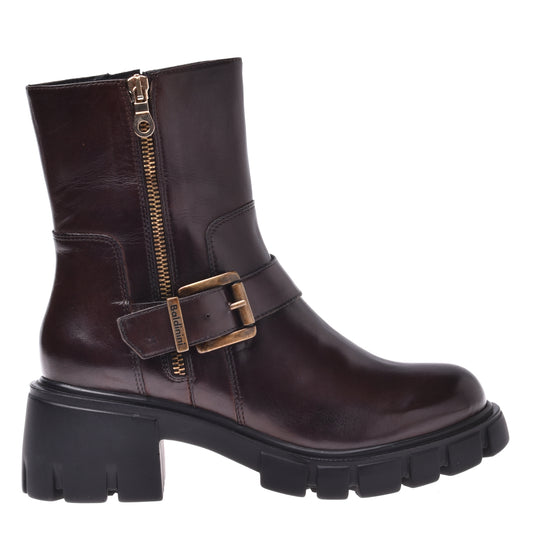 Calfskin ankle boots in dark brown