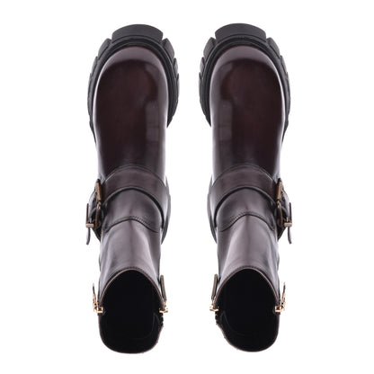 Calfskin ankle boots in dark brown