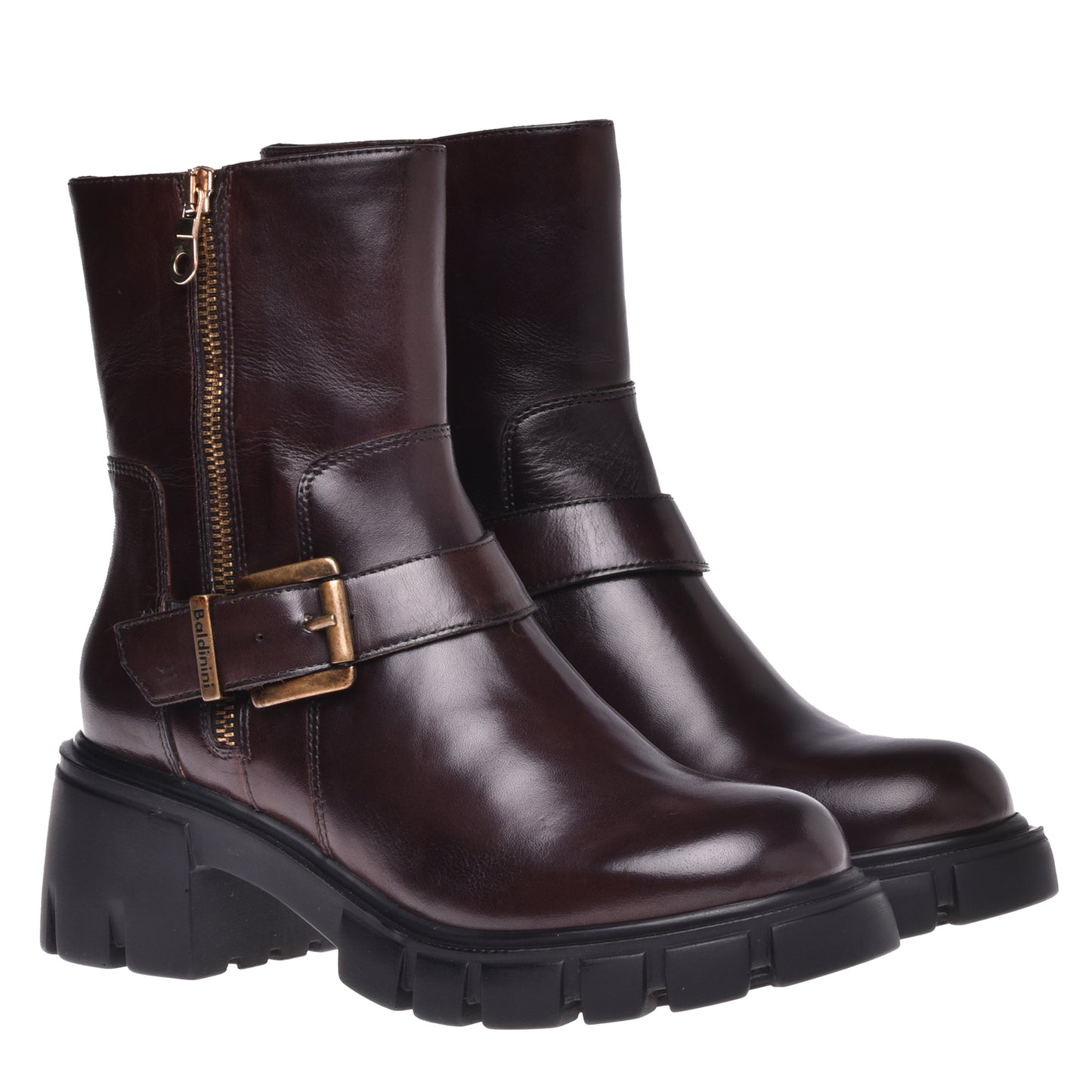 Calfskin ankle boots in dark brown