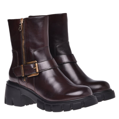 Calfskin ankle boots in dark brown