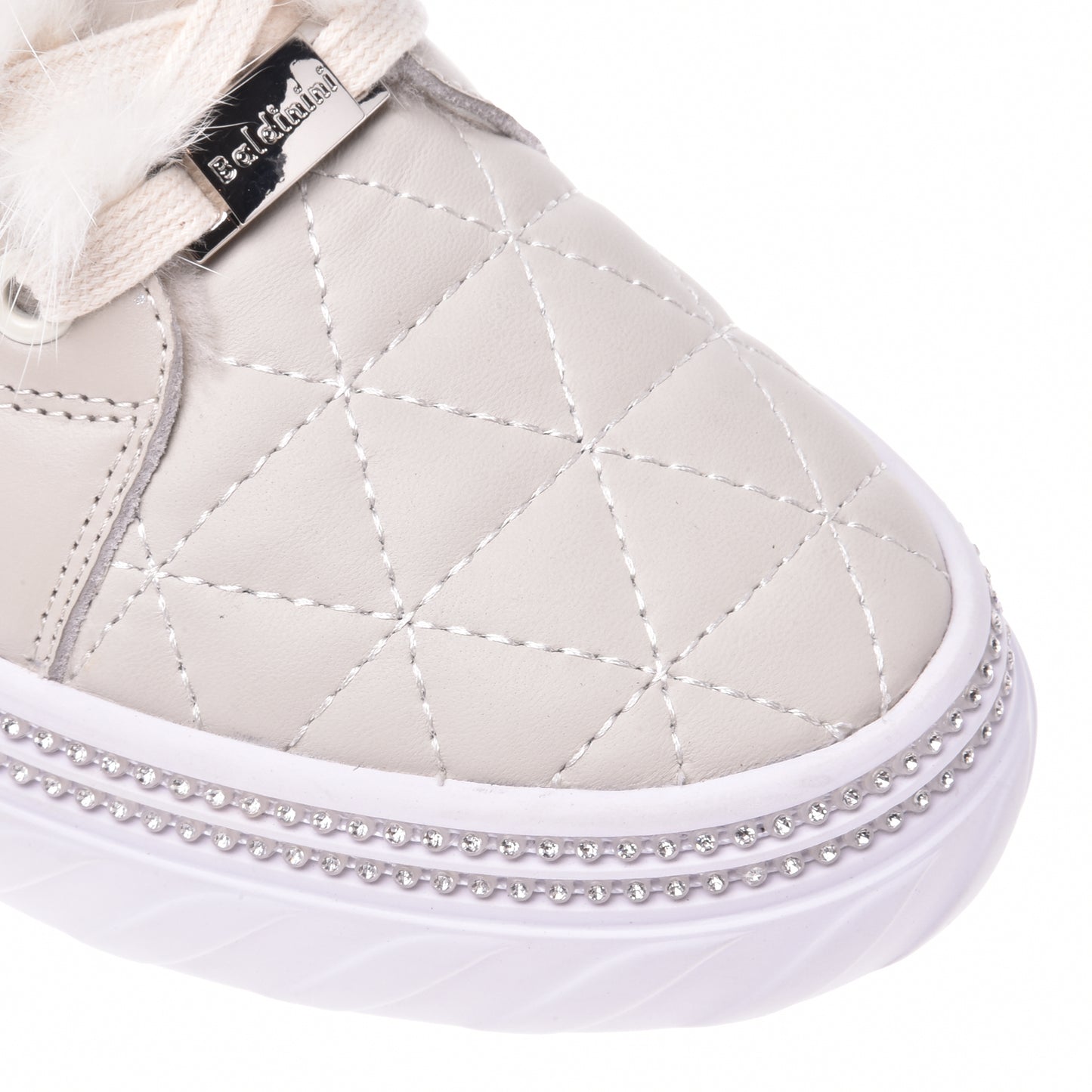 Sneakers montantes en nappa crème matelassé