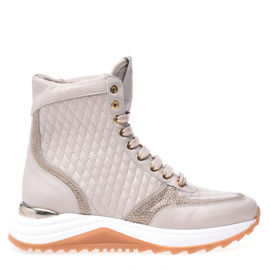 Sneakers montantes en nappa crème matelassé