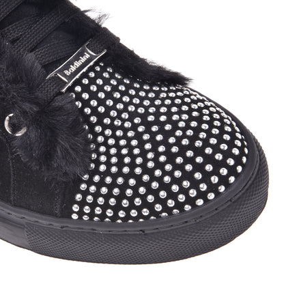 Sneakers montantes en daim noir et clous