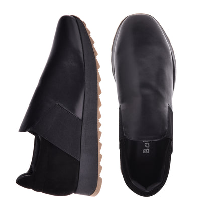 Sneakers en nappa et daim noir