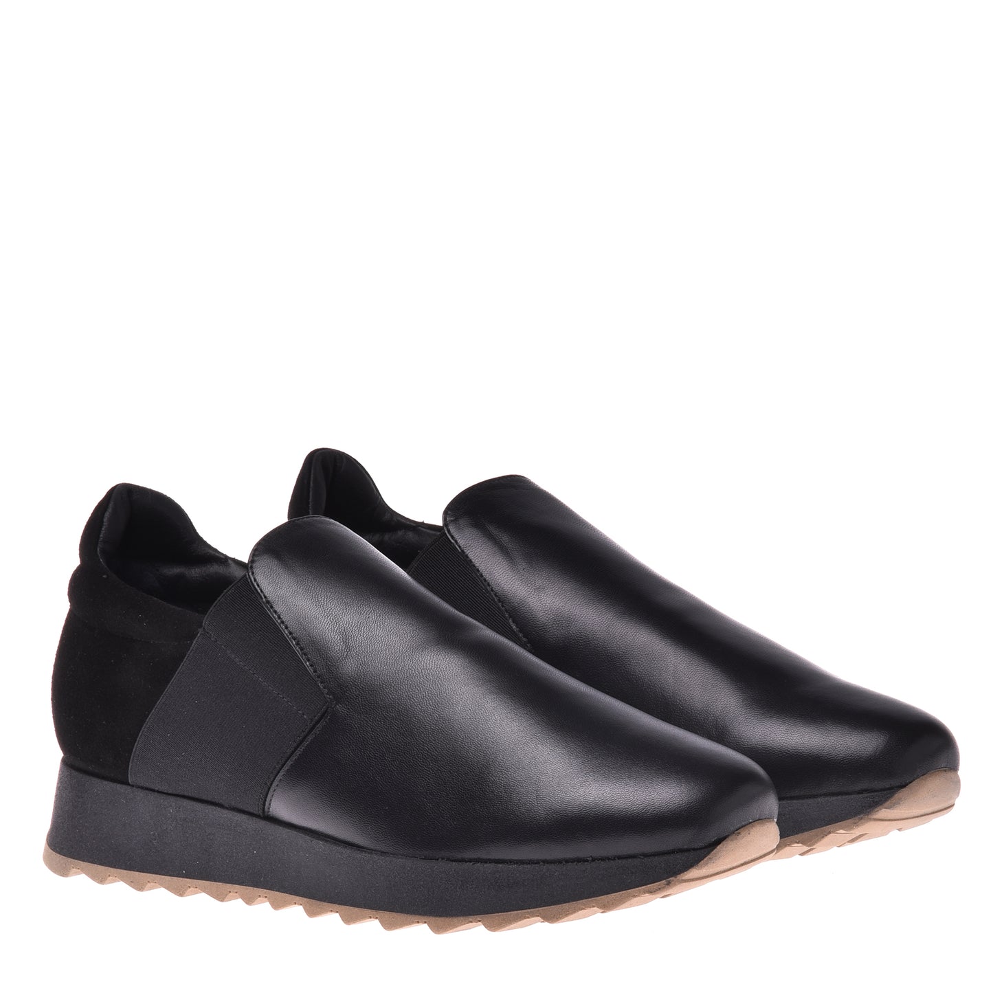 Sneakers en nappa et daim noir