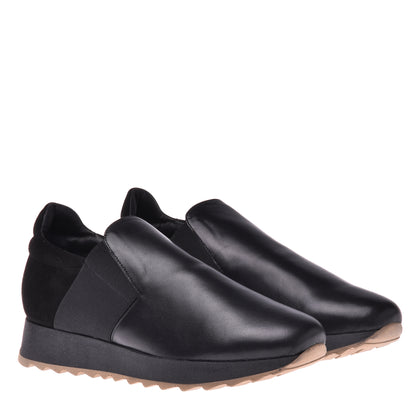 Sneakers en nappa et daim noir