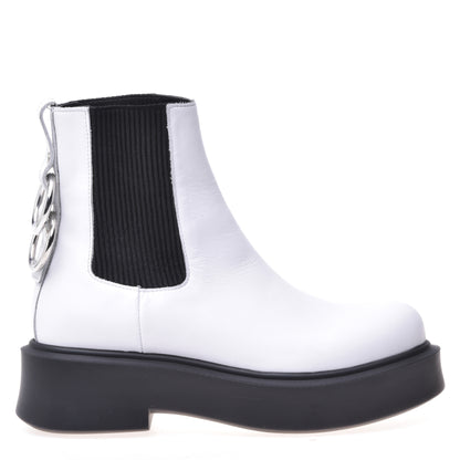 Ankle boot in white calfskin