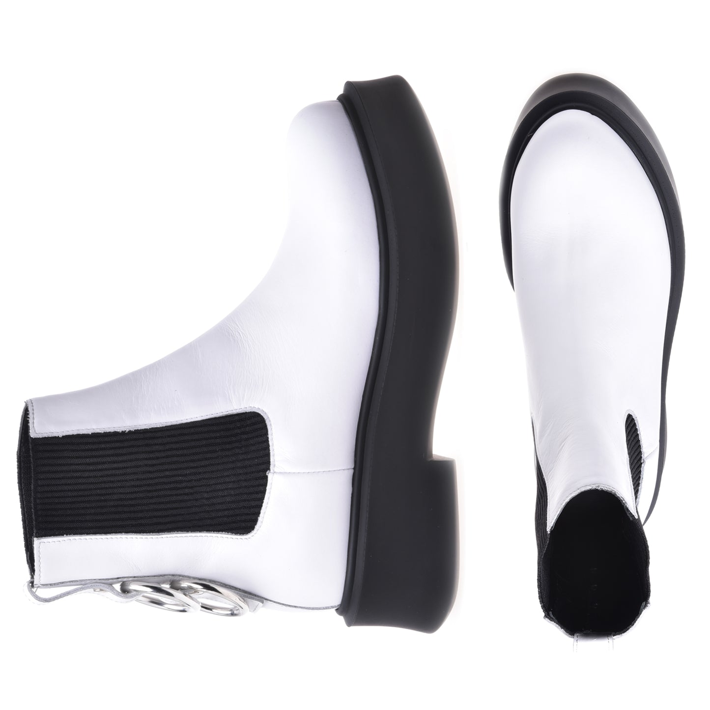 Ankle boot in white calfskin