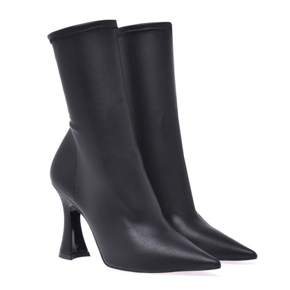 Black stretch nappa ankle boot
