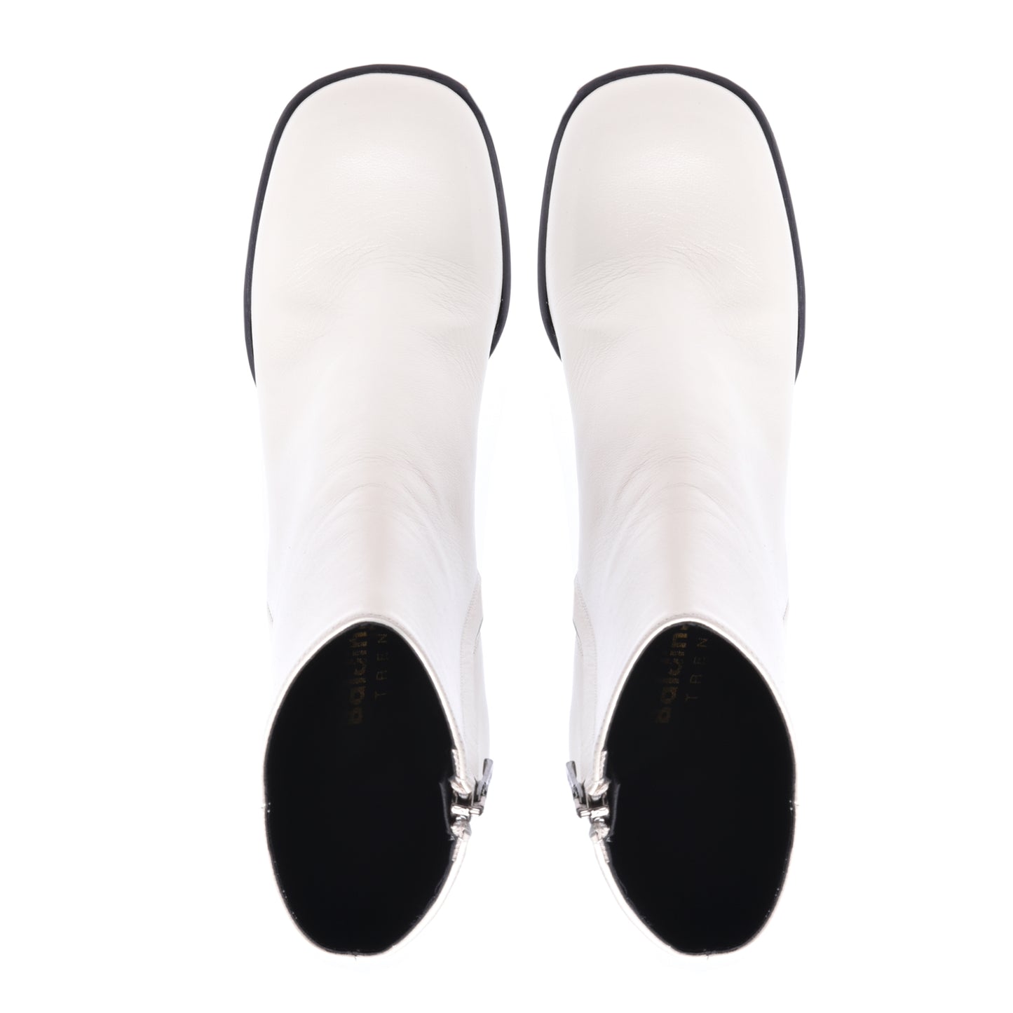 Ankle boot in soft ivory patent leather
