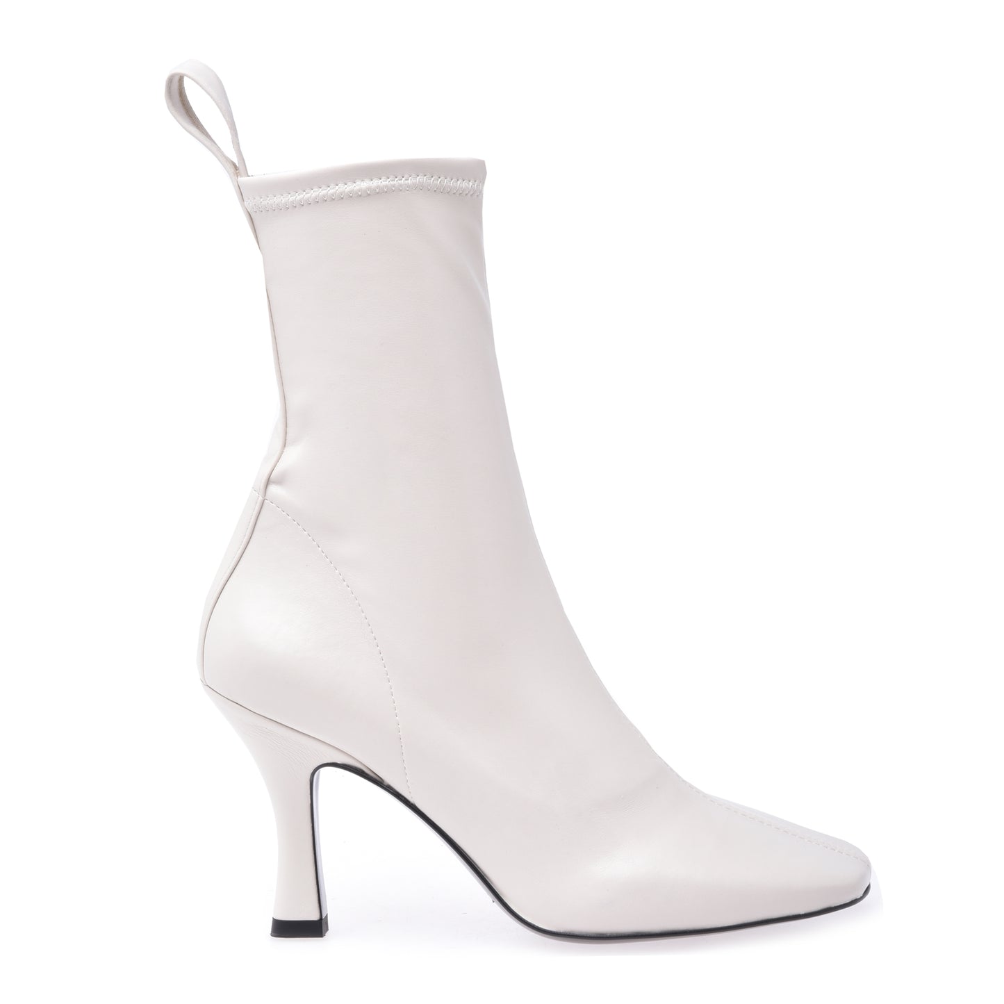 Stretchy ankle boots in ivory