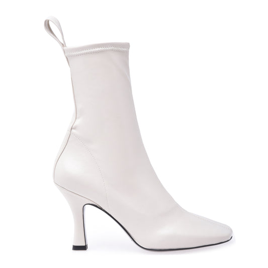 Stretchy ankle boots in ivory