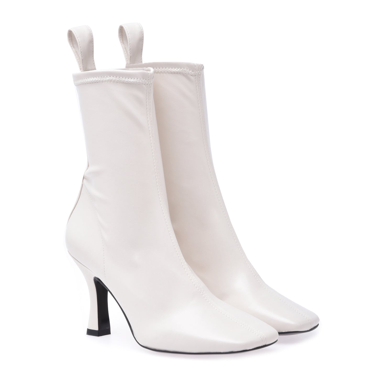 Stretchy ankle boots in ivory