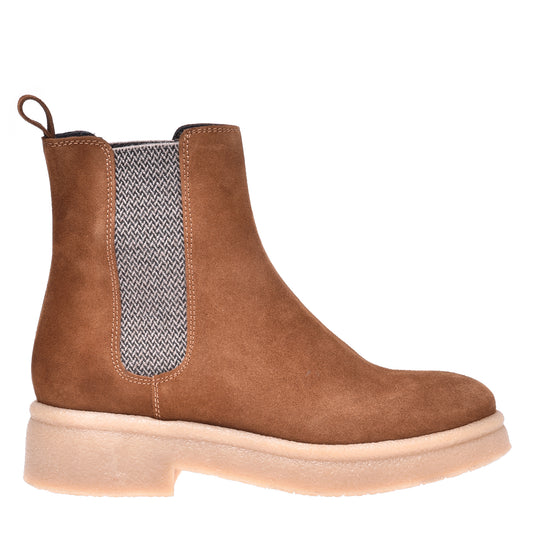 Bottine Beatles en daim couleur cuir