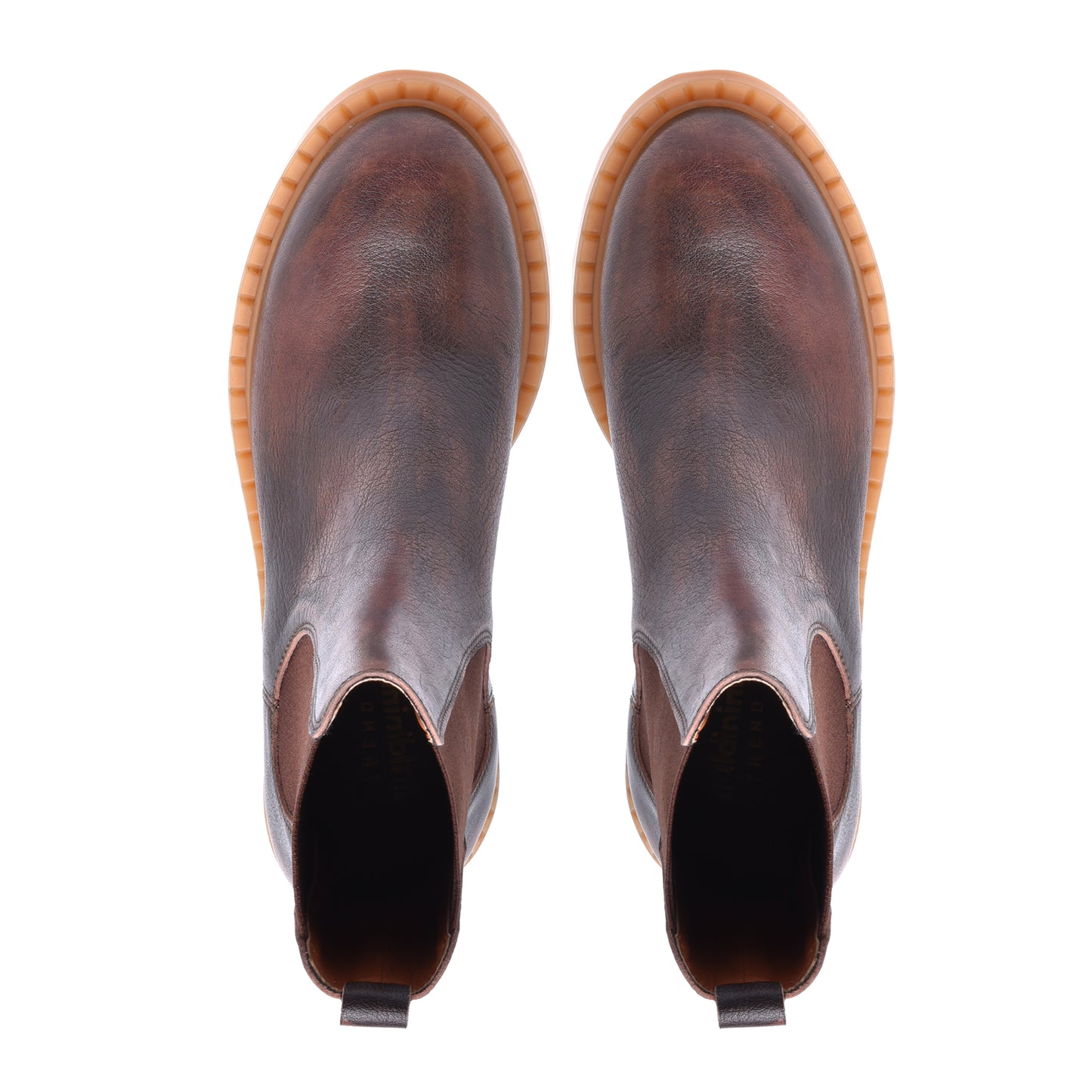 Bottine Beatles en cuir de veau vieilli couleur chocolat