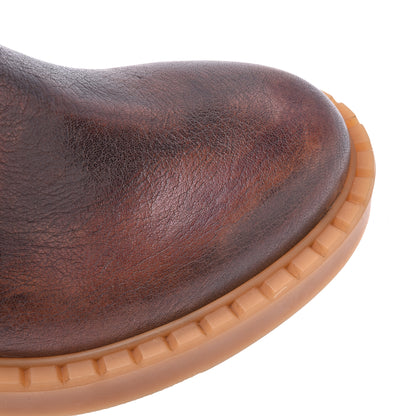 Bottine Beatles en cuir de veau vieilli couleur chocolat