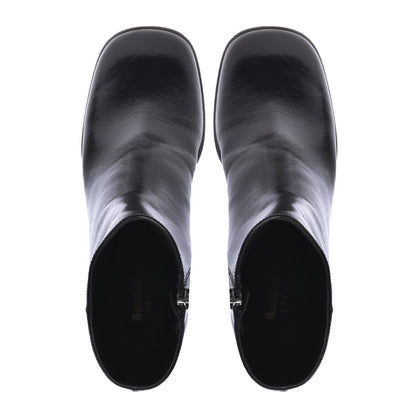 Ankle boot in soft black patent leather