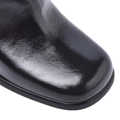 Ankle boot in soft black patent leather
