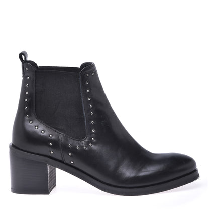 Ankle boots in black calfskin with studs