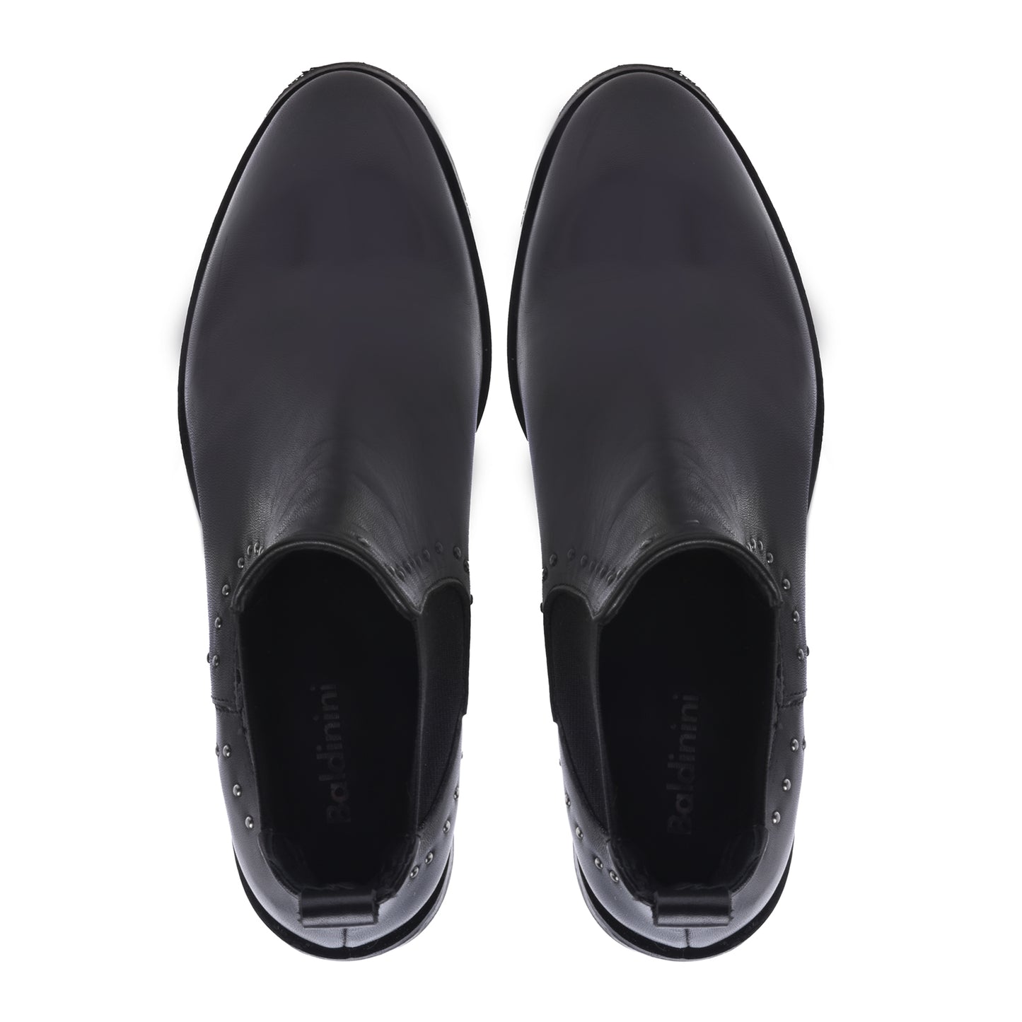 Ankle boots in black calfskin with studs