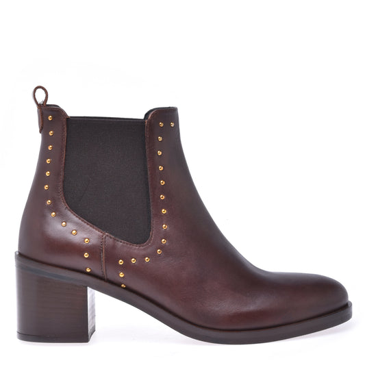 Ankle boots in black calfskin with studs