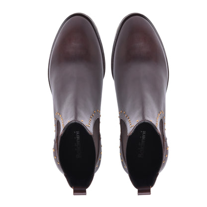 Ankle boots in black calfskin with studs