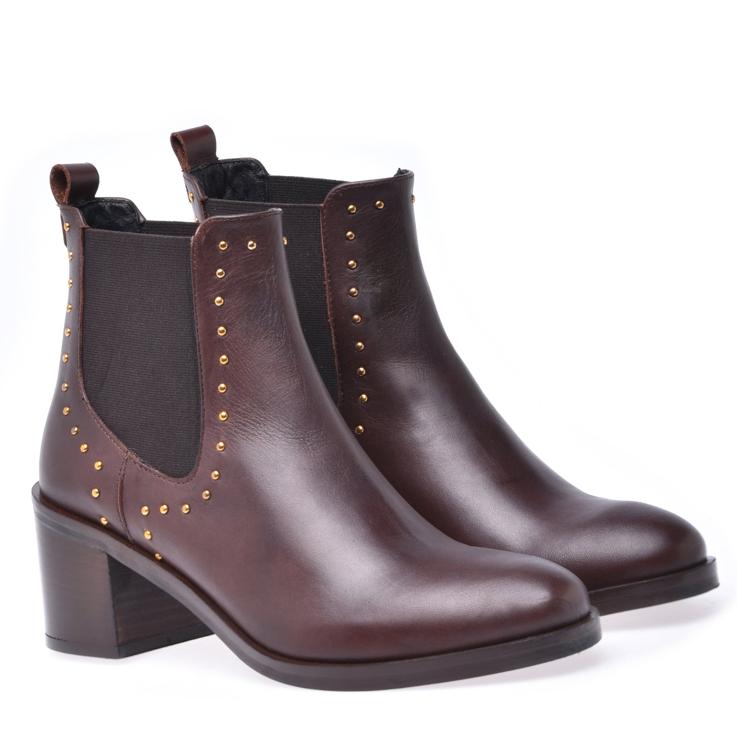 Ankle boots in black calfskin with studs