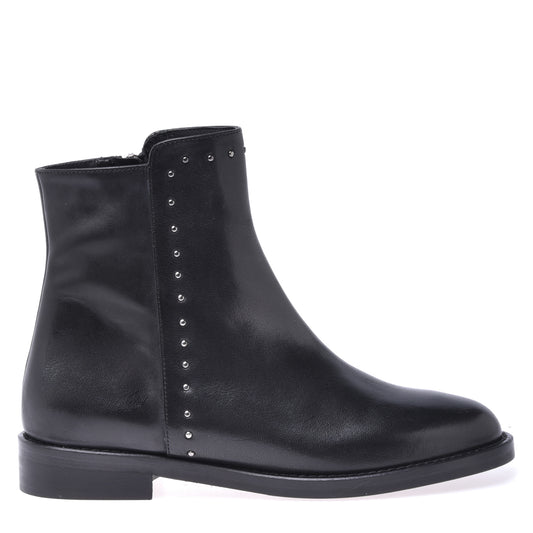 Ankle boots in black calfskin with studs