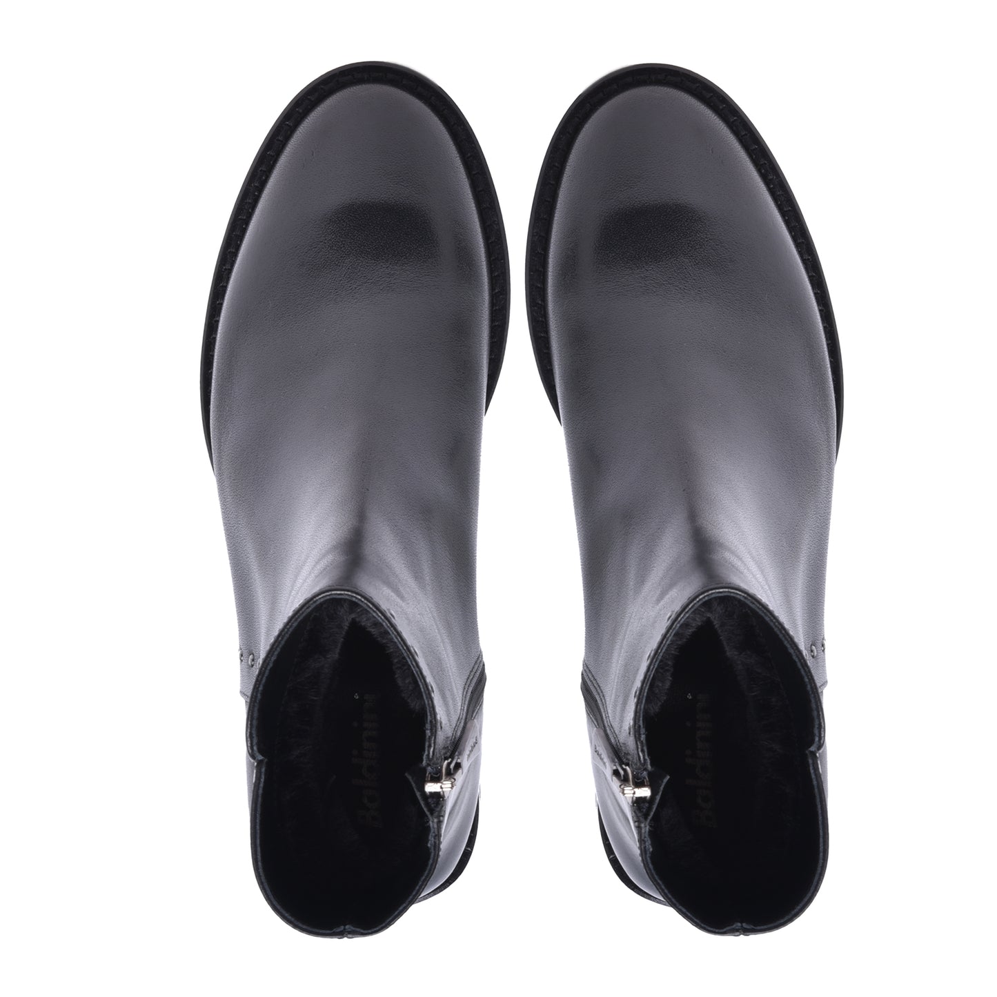 Ankle boots in black calfskin with studs